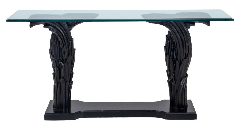 Appraisal: JEAN MICHEL FRANK STYLE BLACK LACQUERED CONSOLE Jean Michel Frank