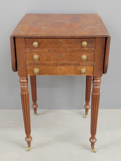 Appraisal: - English Sheraton mahogany end table c with pull-out writing