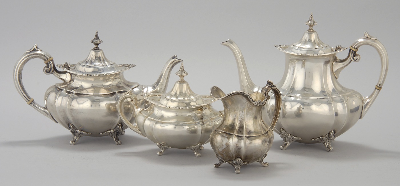 Appraisal: FOUR-PIECE REED BARTON STERLING SILVER TEA AND COFFEE SERVICE In