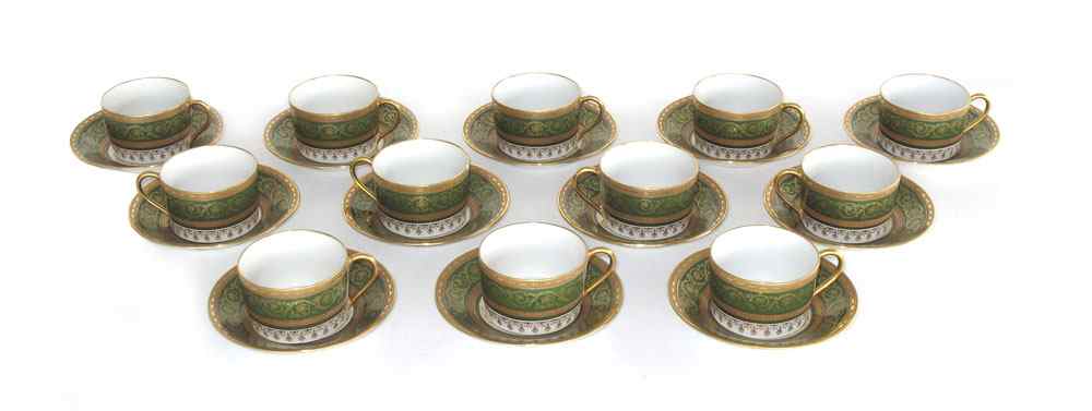 Appraisal: FRENCH LIMOGES CUPS SAUCERS Limoges Unic Rue de Paradis Paris