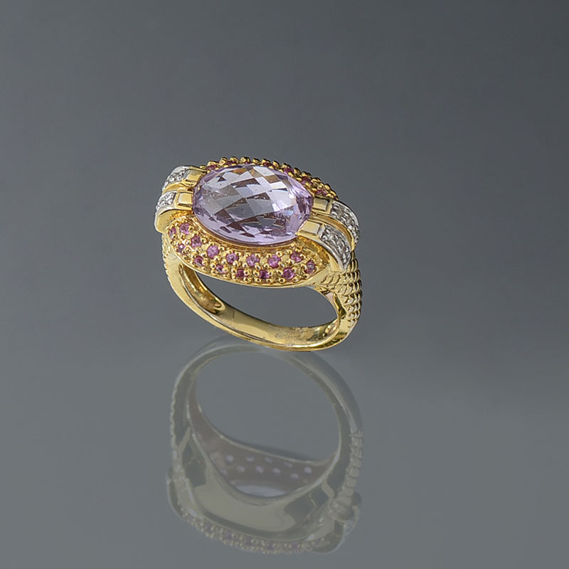 Appraisal: CT AMETHYST RING IN K WITH DIAMONDS SAPPHIRES K yellow