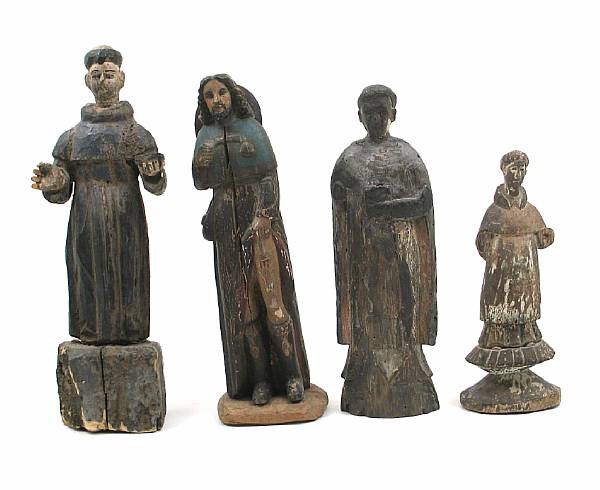 Appraisal: A group of four Spanish Colonial style Santos figures height