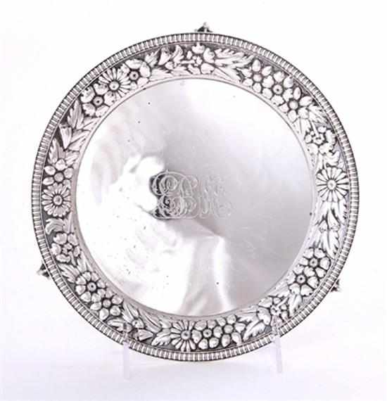 Appraisal: Gorham sterling salver Rhode Island dated round floral-chased repousse wide