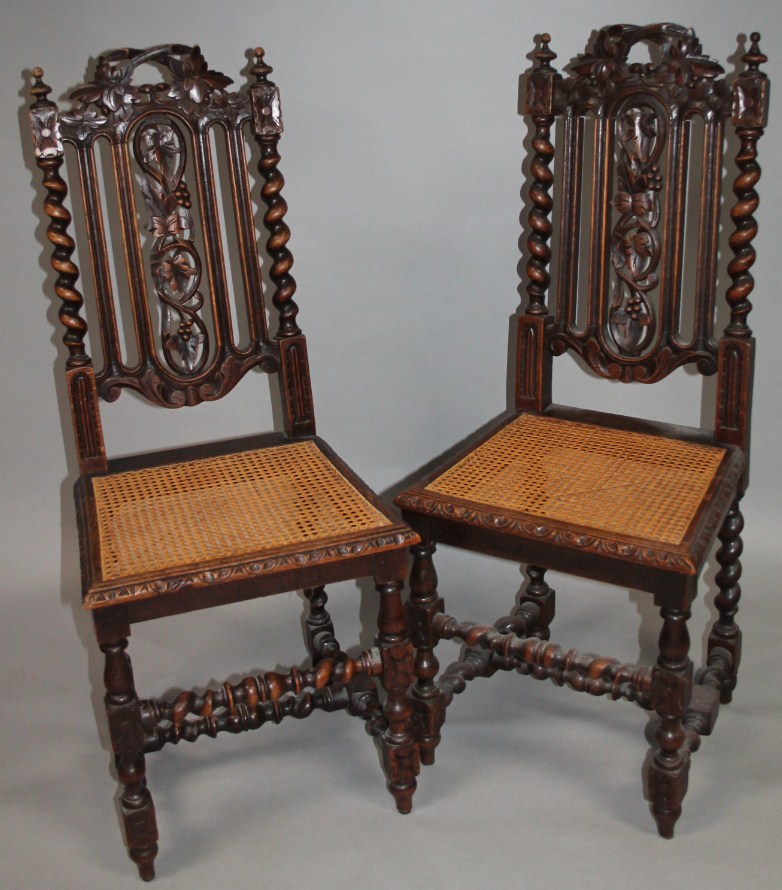 Appraisal: A matching pair of late thC stained oak Carolean style