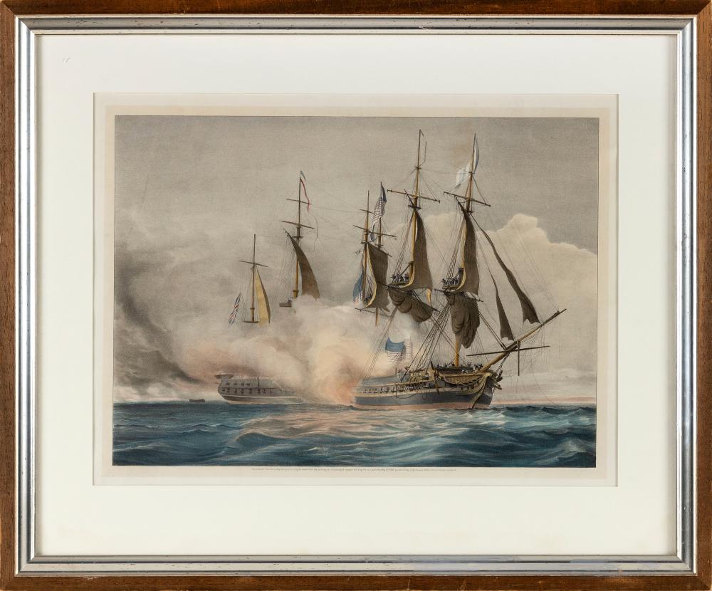 Appraisal: PRINT OF A NAVAL BATTLE LATE TH EARLY TH CENTURY