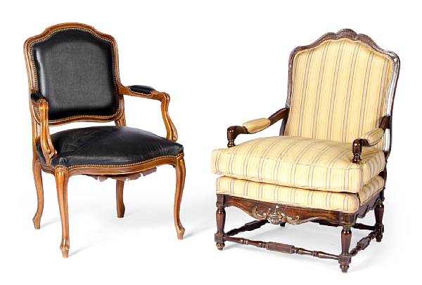 Appraisal: A group of two Louis XV style fauteuils height of