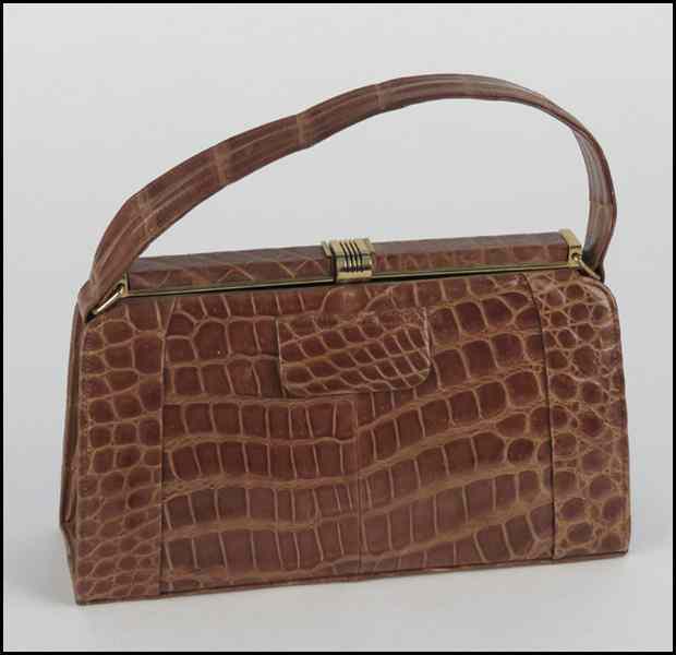 Appraisal: LIGHT BROWN ALLIGATOR HANDBAG H '' W '' D ''