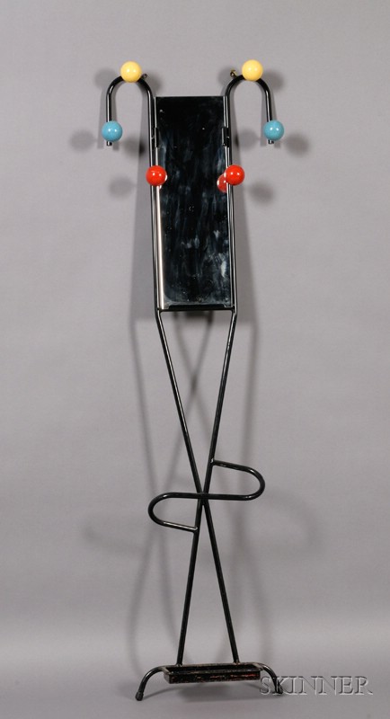 Appraisal: Mid-Century Modern Coat Rack Metal and glass Wall mounted black