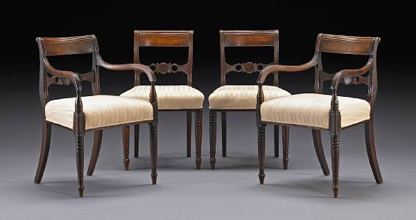 Appraisal: first quarter th century Comprising two armchairs and four side