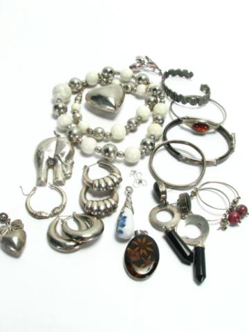 Appraisal: Group of Silver Jewelry including four bangle bracelets one child