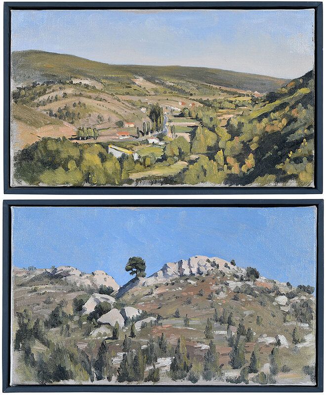 Appraisal: Peter Churcher Australian born A pair of Alcala Spain landscapes