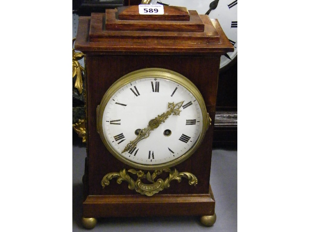 Appraisal: French mahogany two train mantel clock the Vincenti movement striking