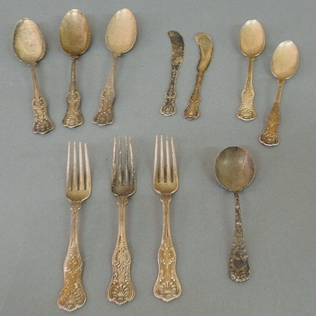 Appraisal: Dominick Haff Kings pattern sterling silver flatware all monogrammed on