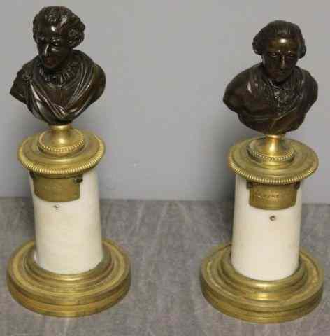 Appraisal: Small Pair of th Century Bronze Busts On marble and