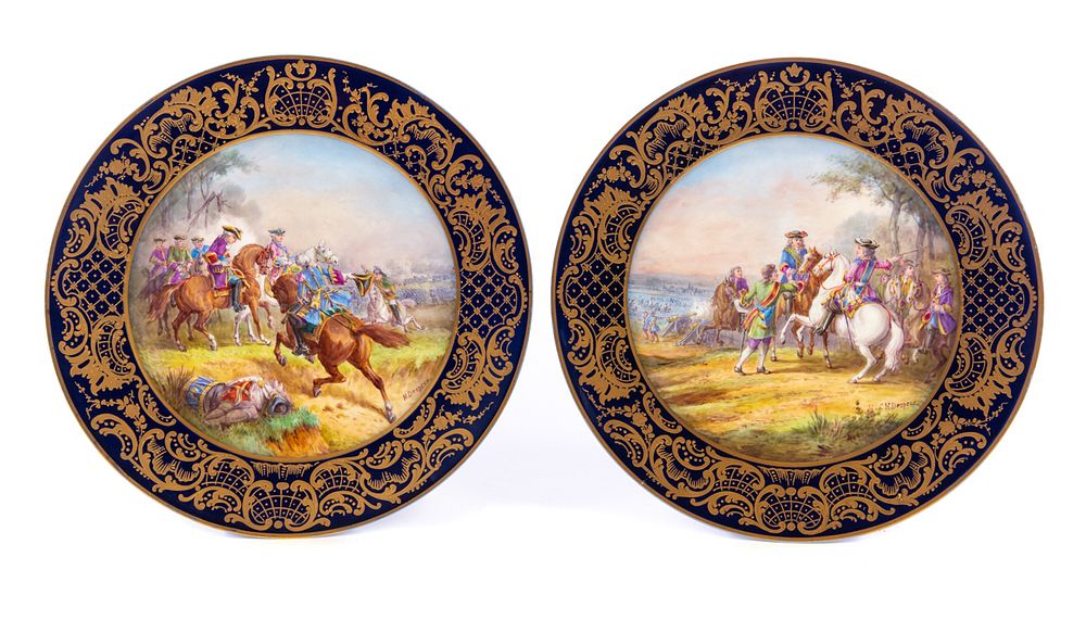 Appraisal: Pair French Sevres Porcelain Plates H Desprez Pair French Serves