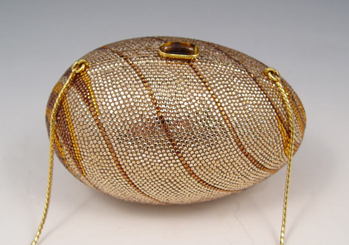 Appraisal: JUDITH LEIBER CRYSTAL EGG MINAUDIERE PURSE Crystal covered egg in