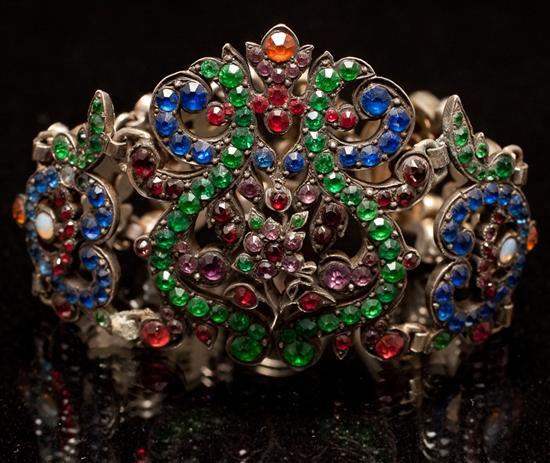 Appraisal: Edwardian gilt metal and colored stone bracelet