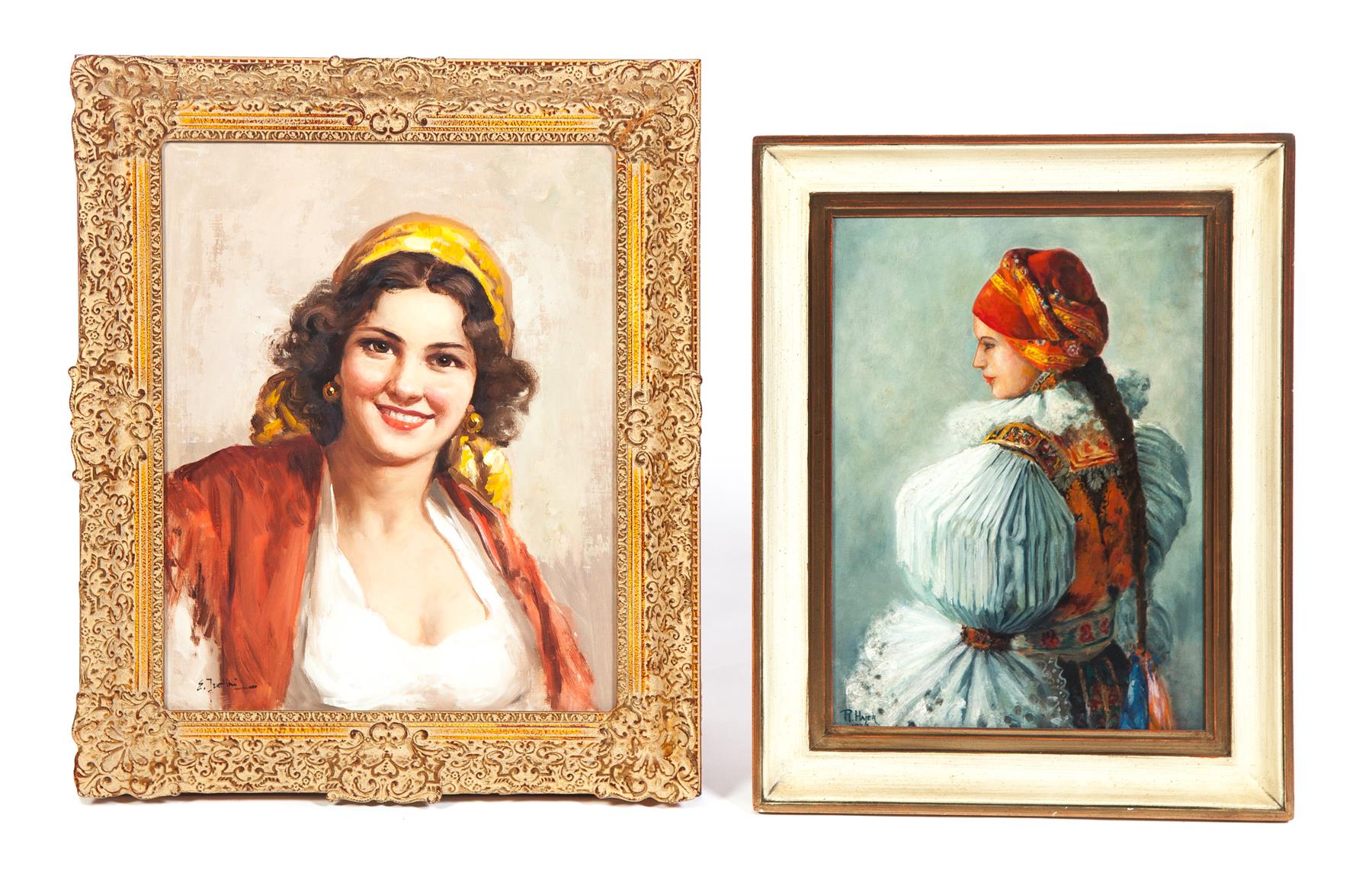 Appraisal: TWO FRAMED OIL ON CANVAS PORTRAITS OF LADIES Twentieth century