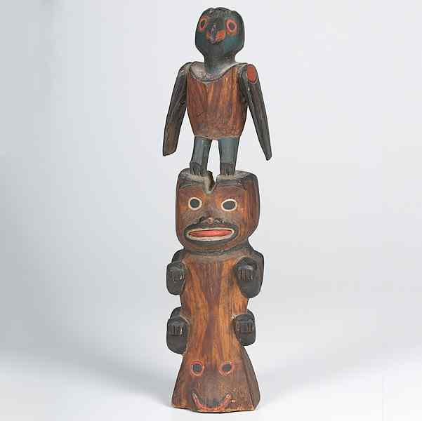 Appraisal: Northwest Coast Carved Totem two figures of a bird and