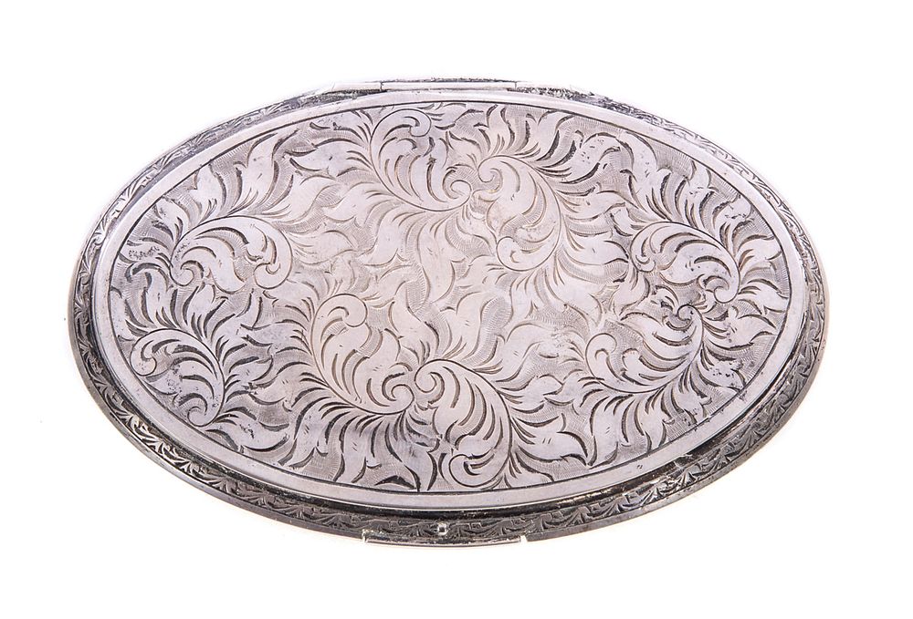 Appraisal: Oval Silver Compact Austrian Oval Silver Compact Austrian