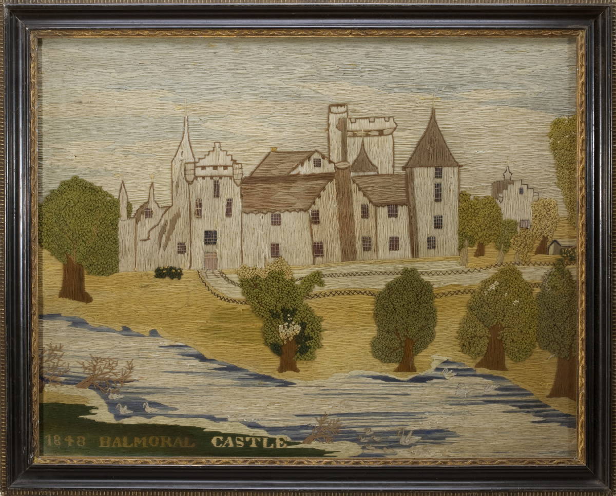 Appraisal: BRITISH WOOLWORK OF BALMORAL CASTLE SCOTLAND Depicted with swans on