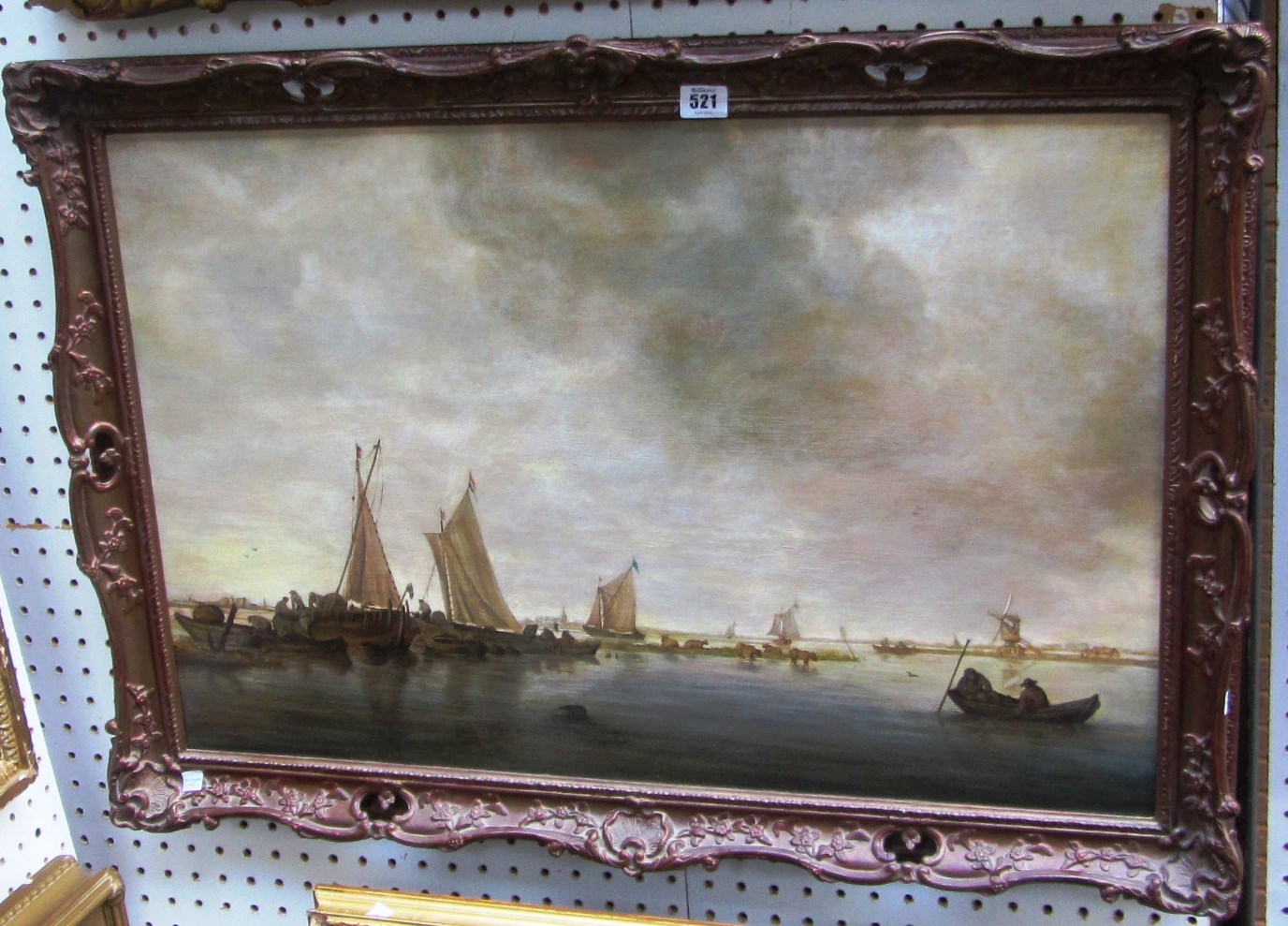 Appraisal: English School th century Norfolk estuary scene with fishermen oil