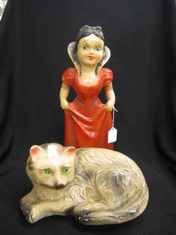 Appraisal: pcs Carnival Chalkware ''Snow White'' cat at rest