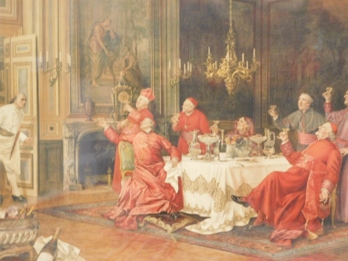 Appraisal: After Francois Brunery - Cardinals in an interior setting print