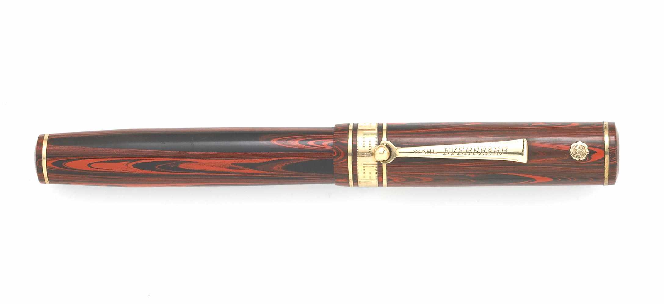 Appraisal: WAHL EVERSHARP Gold Seal Deco Band Oversize Fountain Pen Wood