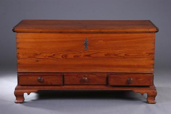 Appraisal: AMERICAN YELLOW-PINE CHIPPENDALE CHEST mid- th century Rectangular top with