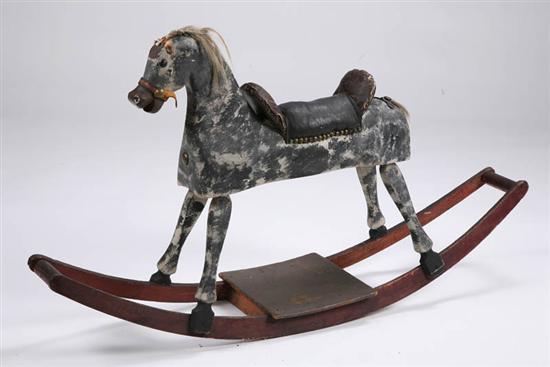 Appraisal: ROCKING HORSE American mid-late th century wood leather oilcloth and