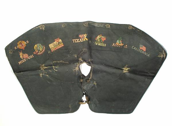 Appraisal: A Harley-Davidson motorcycle windshield cover leather decorated with State 'Conoco