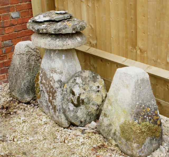 Appraisal: A LARGE STADDLE STONE high together with two further staddle