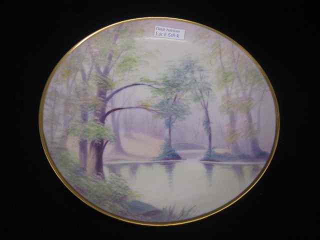 Appraisal: Pickard Handpainted China Plate vellum landscape with stream by Curtis