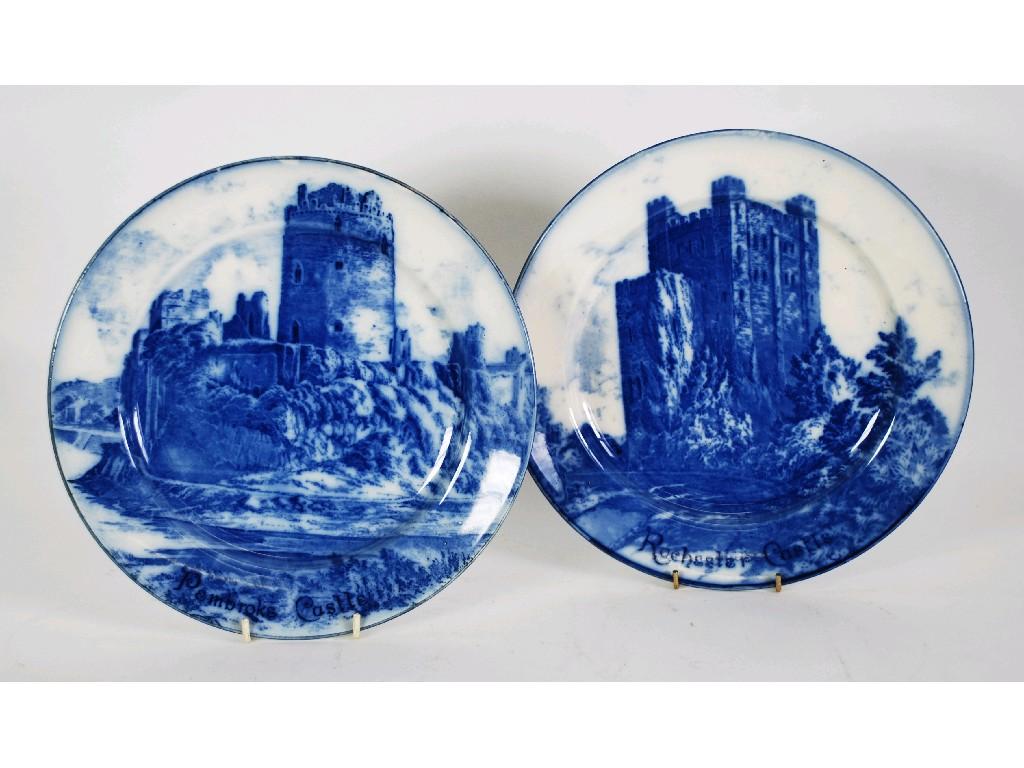 Appraisal: PAIR OF ROYAL DOULTON POTTERY RACK PLATES with blue and