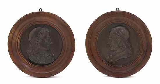 Appraisal: A Pair of French Relief Plaques each depicting a profile