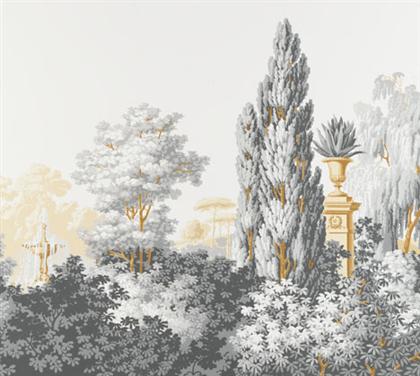 Appraisal: Two Zuber 'Le Lointains' wallpaper panels Each Italianesque scene depicts