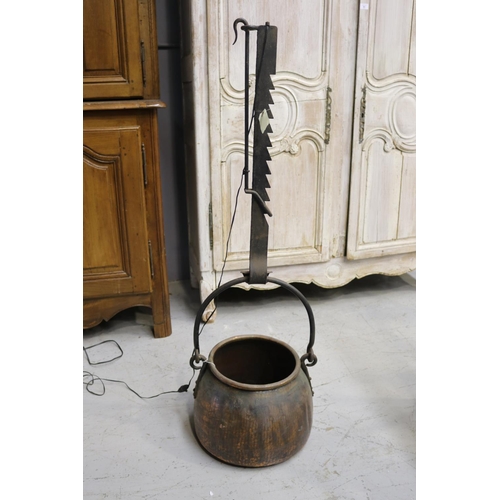 Appraisal: Unique French copper pot mounted with firejack converted to a