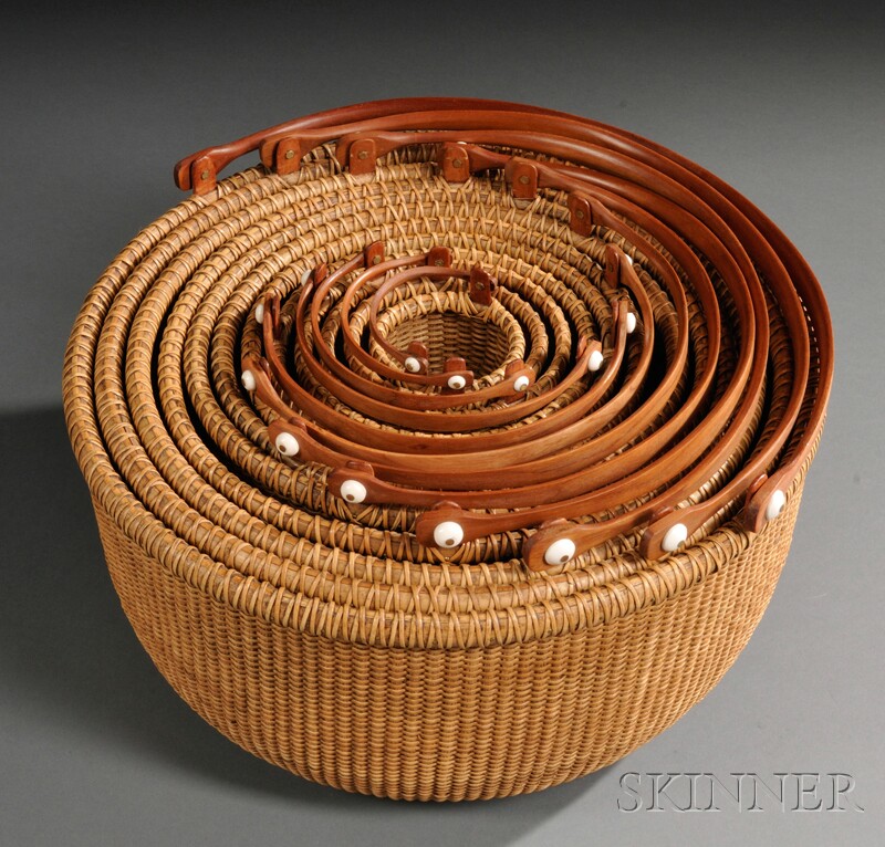 Appraisal: Nested Set of Twelve Contemporary Nantucket Baskets deep round baskets