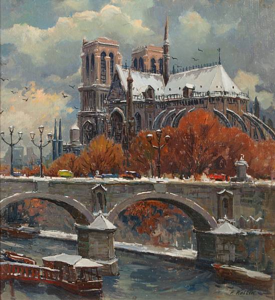 Appraisal: Ferdinand Kallik Czech born Notre Dame Winter signed 'F Kallik'