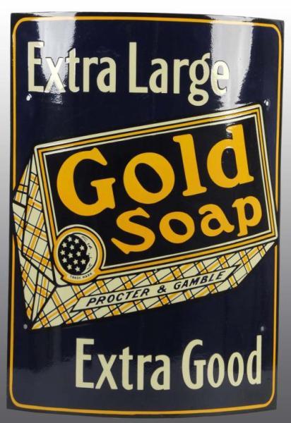 Appraisal: Porcelain Extra Large Gold Soap Curved Sign Description Beautiful restored