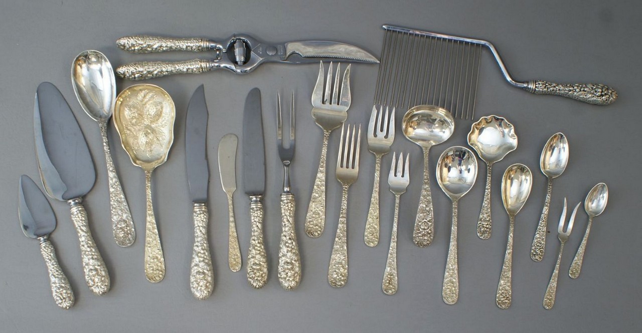 Appraisal: pcs Stieff Rose sterling silver flatware c o teaspoons ea