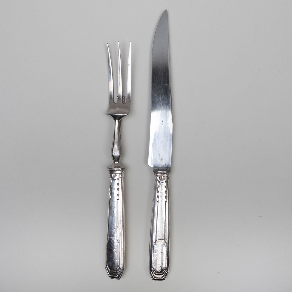 Appraisal: French Silver Carving Set Marked ' ' Comprising A carving