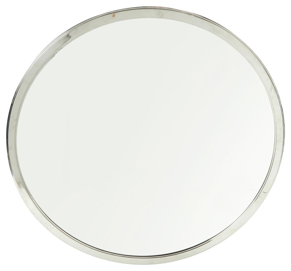 Appraisal: A silver wall mirror Circa The circular mirror enclosed in