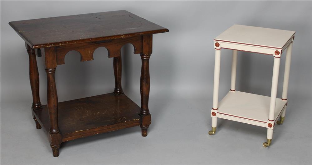 Appraisal: NEOCLASSICAL STYLE CREAM PAINTED SIDE TABLE AND AN EARLY ENGLISH