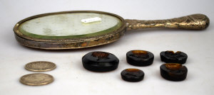 Appraisal: Three oval amber glass intaglio seals worked with classical busts