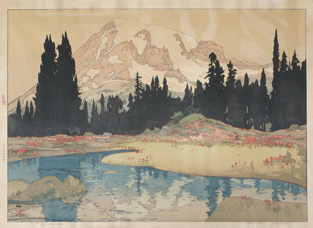 Appraisal: HIROSHI YOSHIDA COLOR WOODCUT Boston Mass - titled Mt Rainier