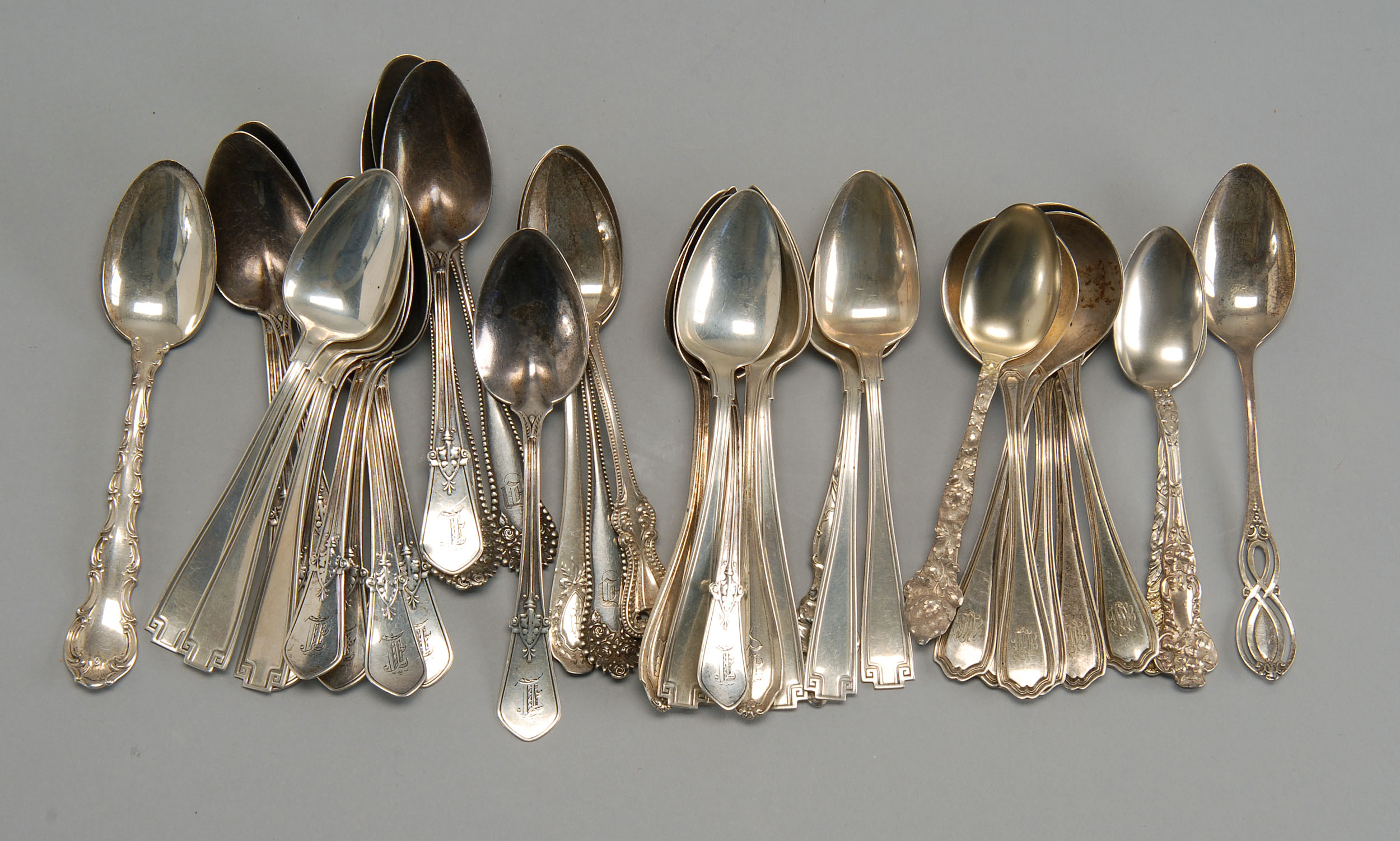 Appraisal: THIRTY-EIGHT STERLING SILVER SPOONS by various makers Includes six cream