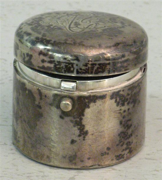 Appraisal: Sampson Mordan Co late Victorian silver travelling inkwell of cylindrical