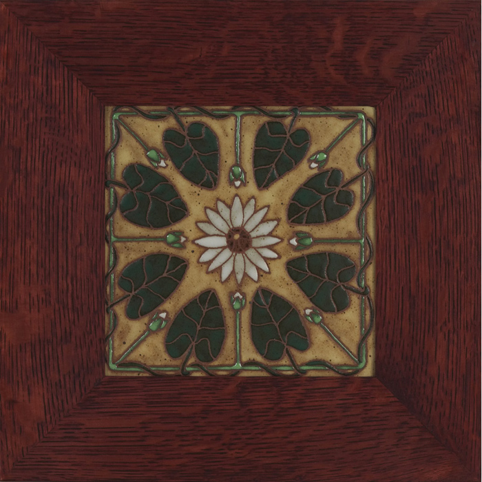 Appraisal: Common Ground tile contemporary water lily design held in an